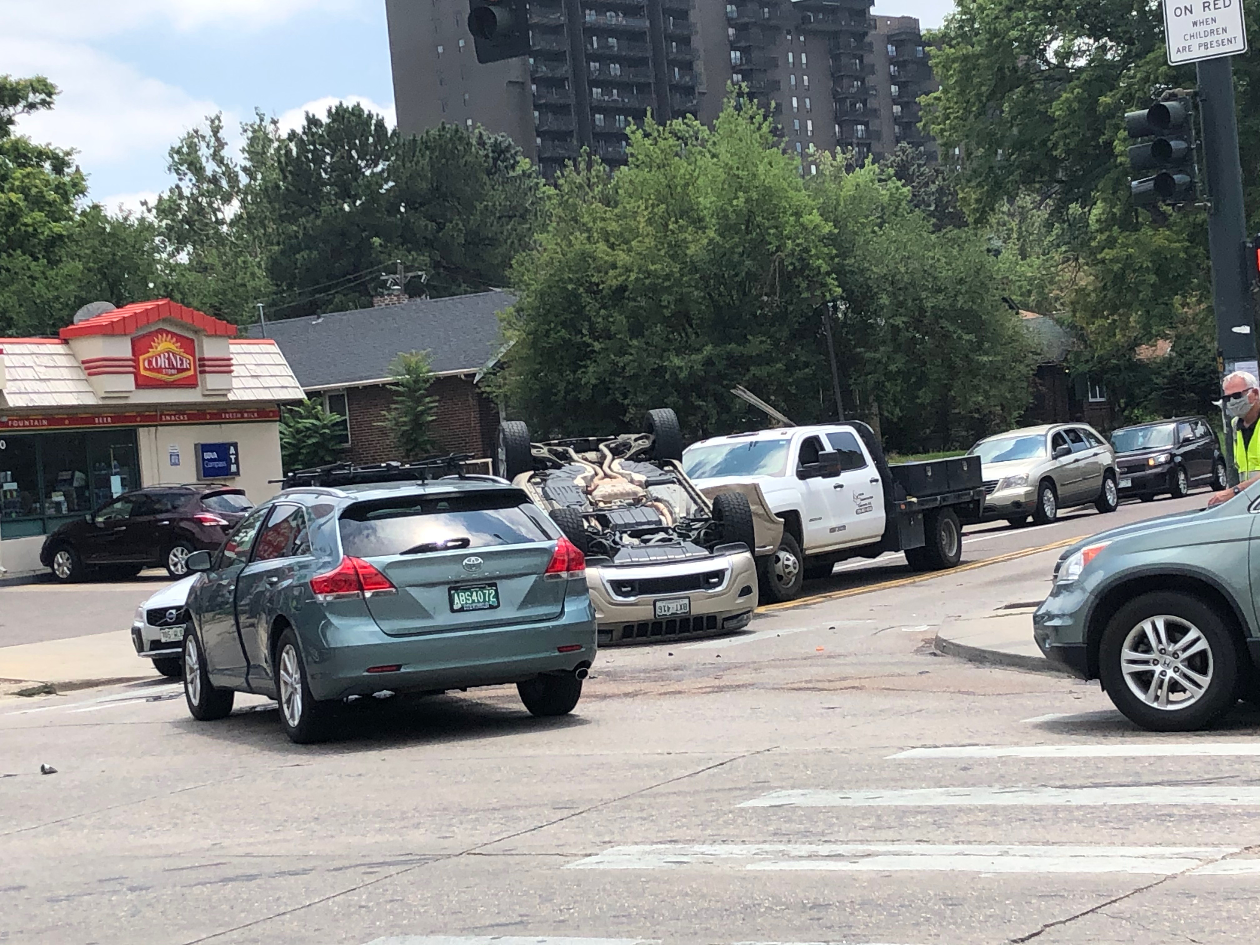 Flipped car on Alameda